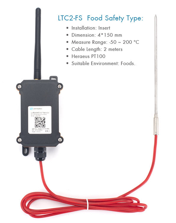 LoRaWAN 対応産業用温度トランスミッター LTC2-FS/FT/HT(Dragino社製、技適取得済み)